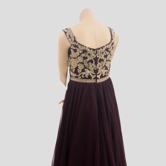 Gold Dark Burgundy TLC Say Yes To Prom Dress Ball Gown Size 13 NWT - Picture 5 of 16